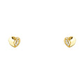 14K Yellow Gold Heart CZ Stud with Screw Back