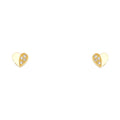 14K Yellow Gold Heart CZ Stud with Screw Back