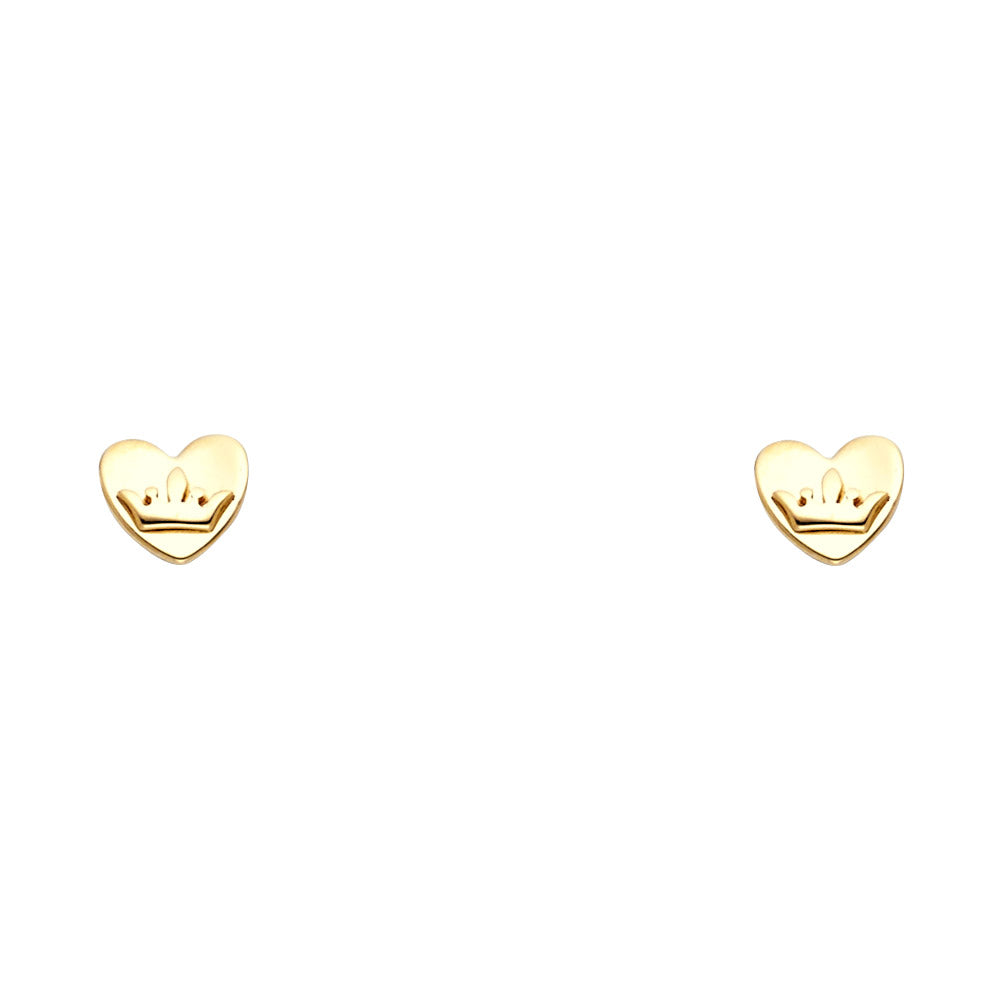 14K Yellow Gold Heart Stud with Screw Back
