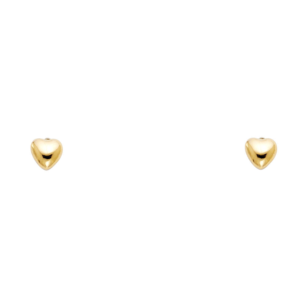 14K Yellow Gold Sm Heart Stud with Screw Back