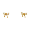 14K Yellow Gold Ribbon CZ Stud with Screw Back