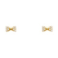 14K Yellow Gold Ribbon CZ Stud with Screw Back