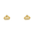 14K Yellow Gold Crown CZ Stud with Screw Back