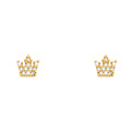 14K Yellow Gold Crown CZ Stud with Screw Back