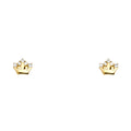 14K Yellow Gold Crown CZ Stud with Screw Back
