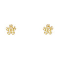 14K Yellow Gold Flower CZ Stud with Screw Back