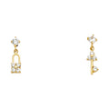 14K Yellow Gold Key+Lock CZ Stud with Screw