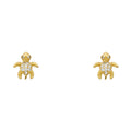 14K Yellow Gold Turtle CZ Stud with Screw