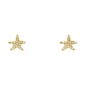14K Yellow Gold Sea Star CZ Stud with Screw Back