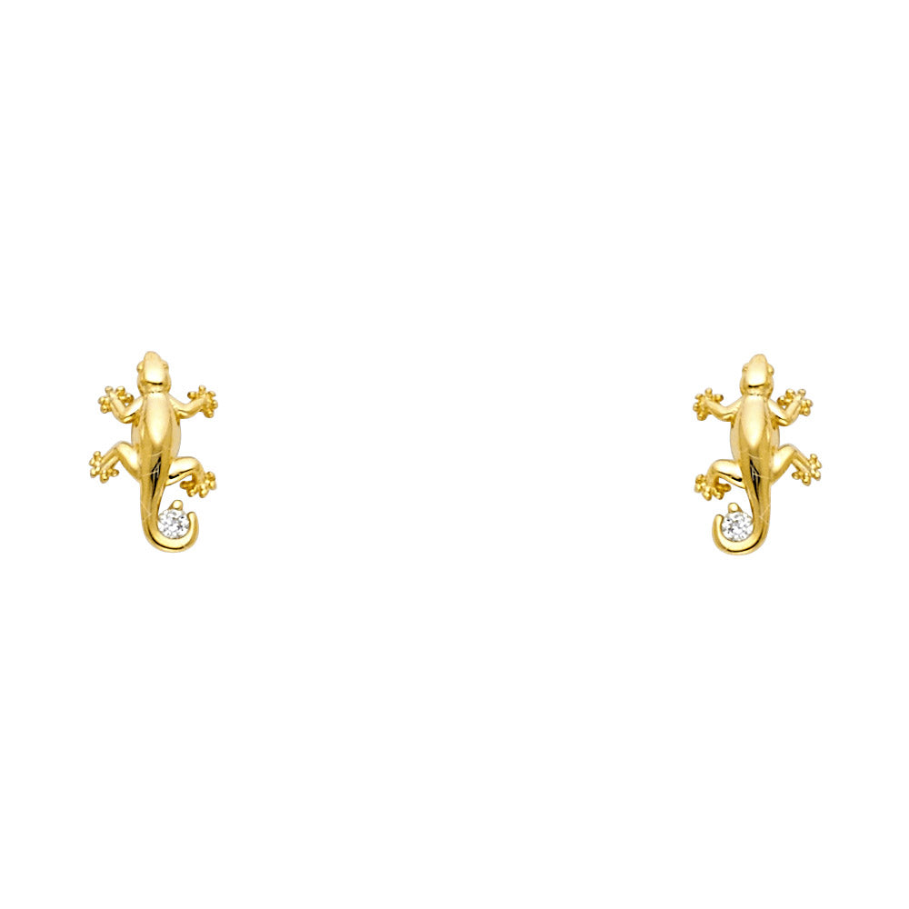 14K Yellow Gold Lizard CZ Stud with Screw