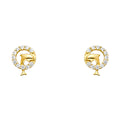 14K Yellow Gold Dolphin CZ Stud with Screw
