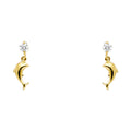14K Yellow Gold Dolphin CZ Stud with Screw