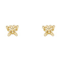 14K Yellow Gold B-Fly CZ Stud with Screw Back