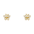 14K Yellow Gold B-Fly CZ Stud with Screw Back