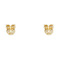 14K Yellow Gold Owl CZ Stud with Screw Back