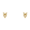 14K Yellow Gold Owl CZ Stud with Screw Back