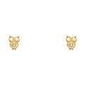 14K Yellow Gold Owl CZ Stud with Screw Back