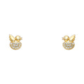 14K Yellow Gold Bird CZ Stud with Screw Back