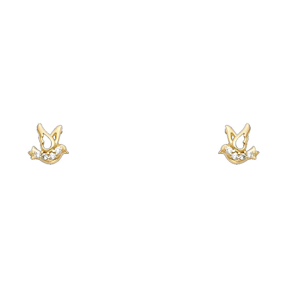 14K Yellow Gold Pigeon CZ Stud with Screw Back
