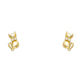 14K Yellow Gold Cat CZ Stud with Screw Back