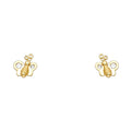 14K Yellow Gold Bee CZ Stud with Screw Back