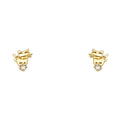14K Yellow Gold Cat CZ Stud with Screw Back