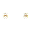 14K Two Tone Gold Bear CZ Stud with Screw Back