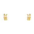14K Yellow Gold Rabbit CZ Stud with Screw Back