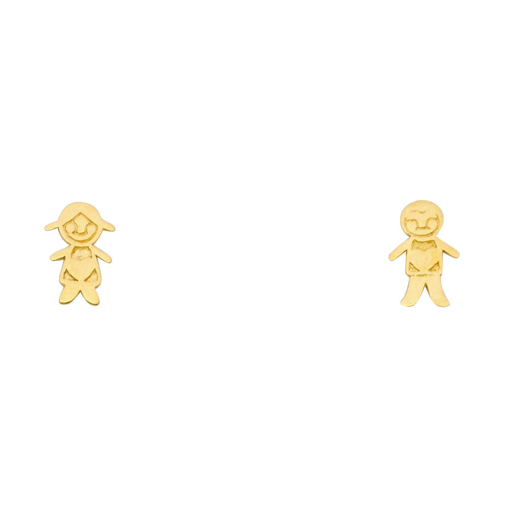 14K Yellow Gold Boy+Girl Stud with Screw
