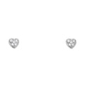 14K White Gold Heart CZ Stud with Screw