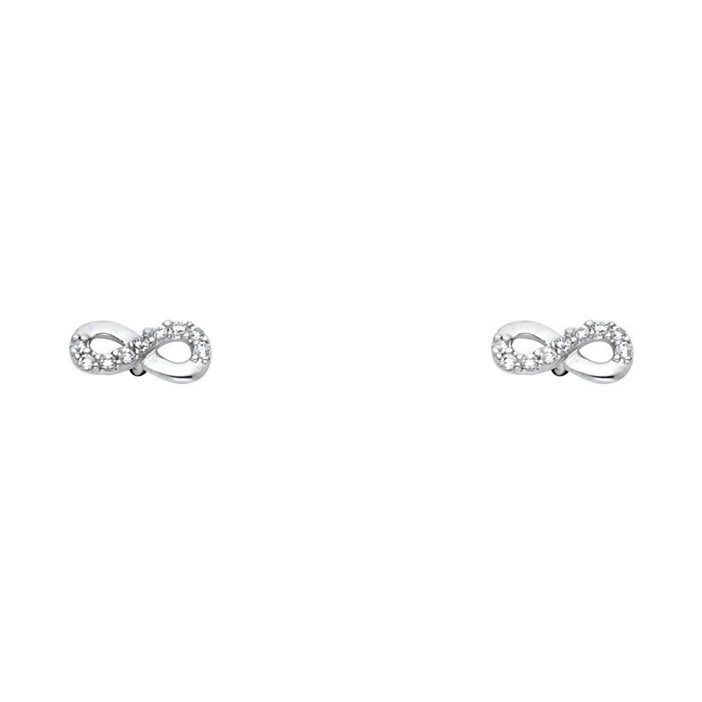 14K White Gold Infiniti CZ Stud with Screw