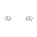 14K White Gold Elephant CZ Stud with Screw