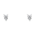 14K White Gold Owl CZ Stud with Screw