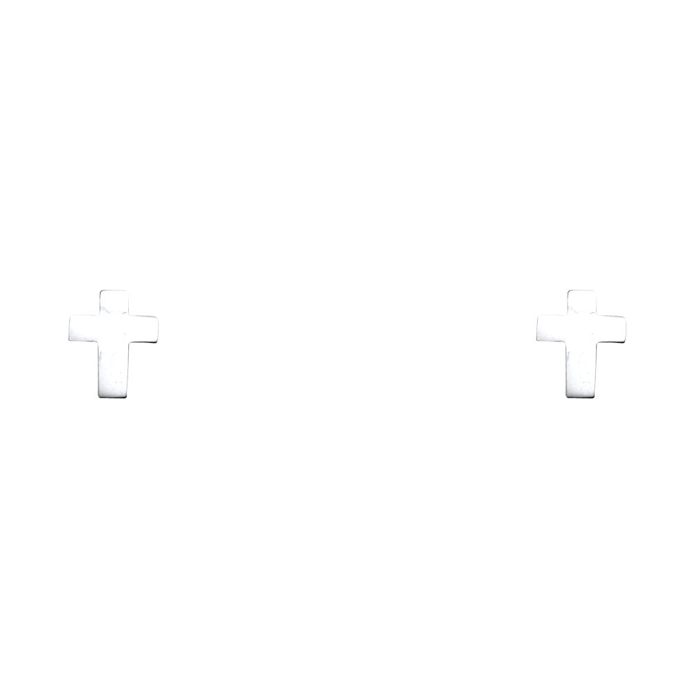 14K White Gold Cross Stud with Screw Back