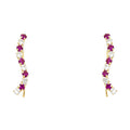 14K Yellow Gold Lined CZ Earring