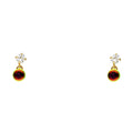 14K Yellow Gold R-Bow CZ Dangle Stud with Screw