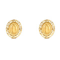 14K Yellow Gold Oval Guadalupe Earring with Screw Back