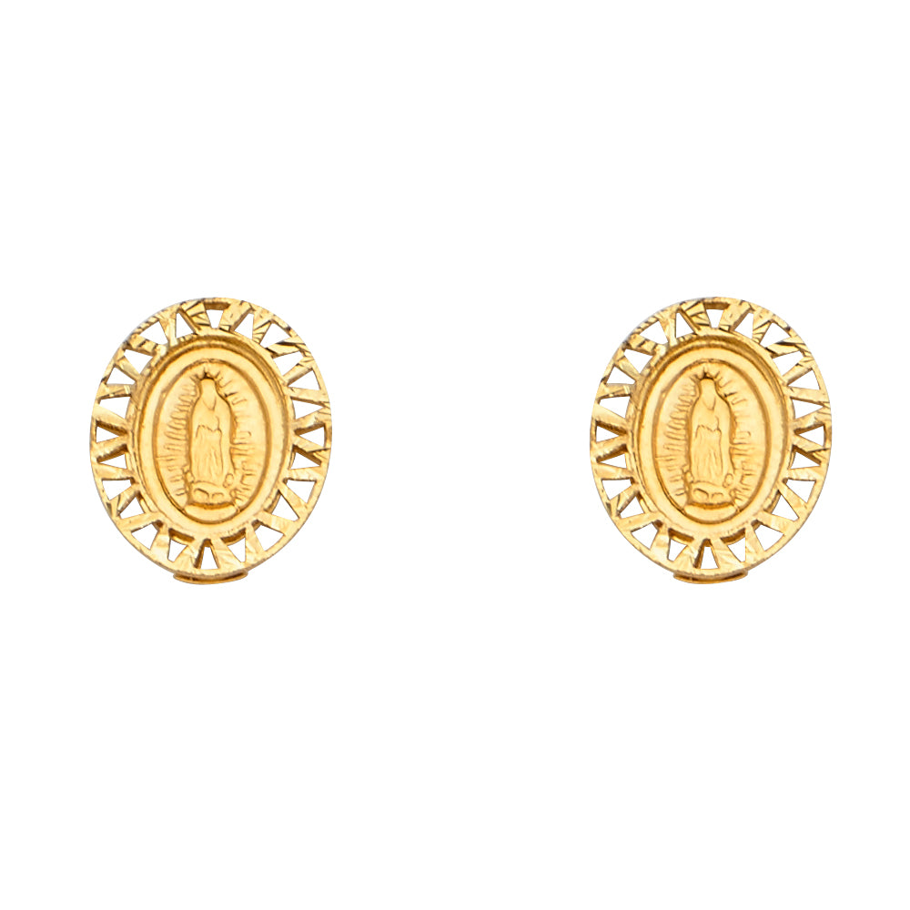 14K Yellow Gold Oval Guadalupe Earring with Screw Back