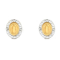 14K Two Tone Goldone Oval Guadalupe Earring W/S-Back