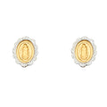 14K Two Tone Goldone Oval Guadalupe Earring W/S-Back