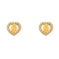 14K Yellow Gold CZ Heart Guadalupe Earrings W/S-Back