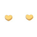 14K Yellow Gold Plain Heart Earring with Screw Back