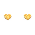 14K Yellow Gold Diamond Cut Heart Earring with Screw Back