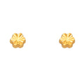 14K Yellow Gold Diamond Cut Flower Earring with Screw Back
