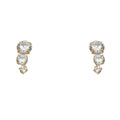 14K Yellow Gold 3 CZ Earring with Screw Back