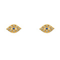 14K Yellow Gold CZ Evil Eye Earring with Screw Back
