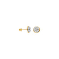 14K Yellow Gold CZ Round Button Earring with Screw Back