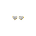 14K Yellow Gold CZ Heart Button Earring with Screw Back