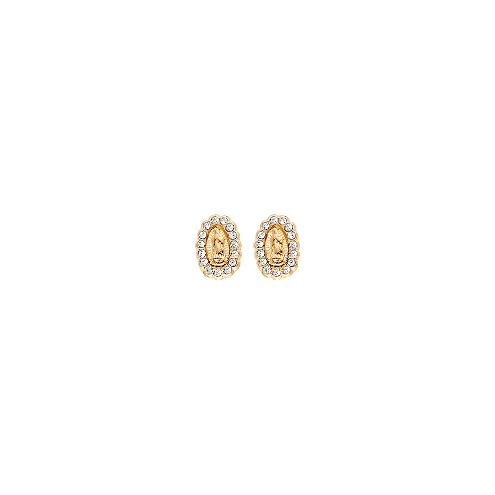 14K Yellow Gold CZ Guadalupe Earring with Screw Back