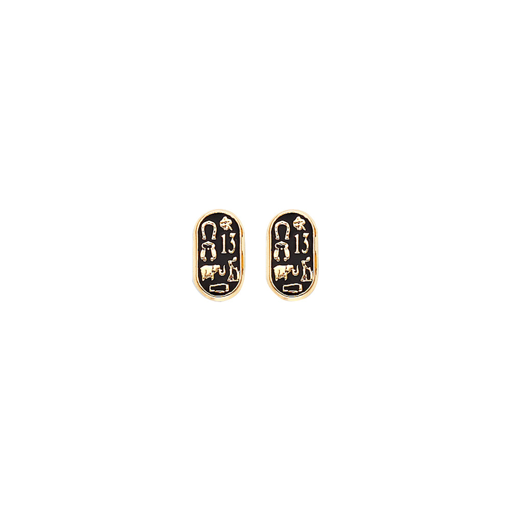 14K Yellow Gold Enamel Lucky Earring with Screw Back